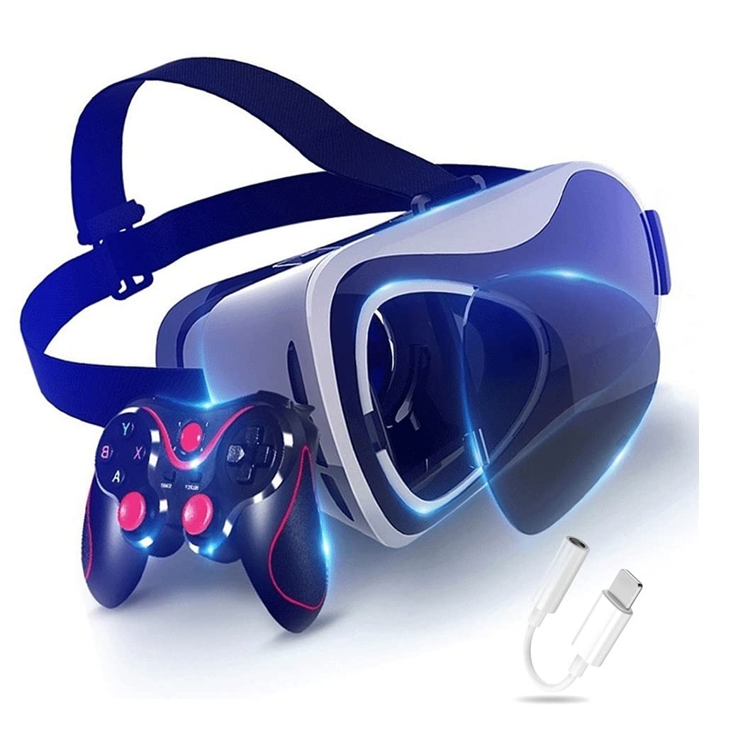 VR Glasses, Virtual Reality Headset, VR Headsets Support Android and IOS, Bluetooth Connection for iPhone 13 Pro Max/13 Pro/13/12/11, for Samsung Galaxy S21, Huawei, Xiaomi (Size : Android)