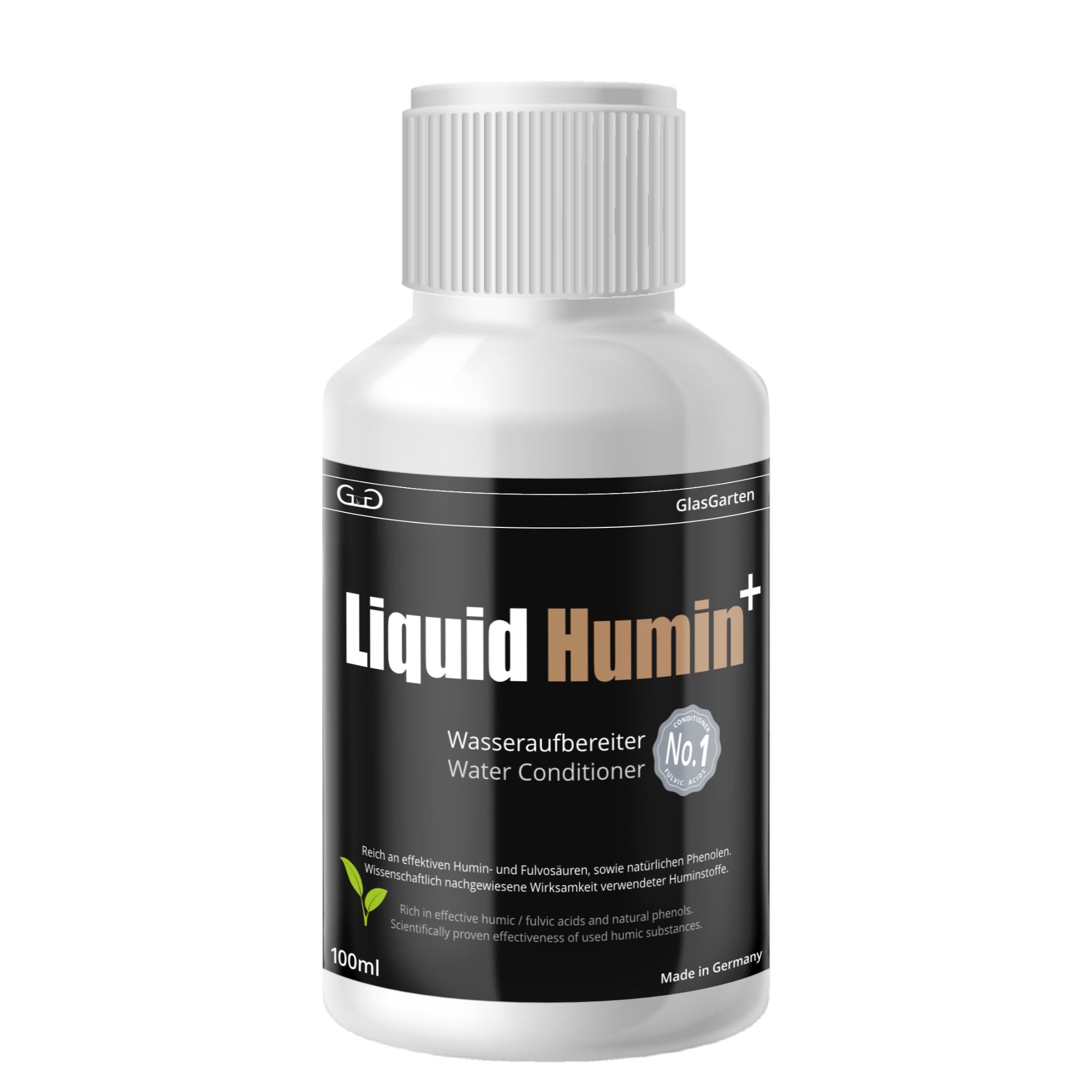 GlasGarten Liquid Humin+ | 100ml - Sustancias húmicas en una Botella. Mejora el Sistema inmunológico de los Animales y estabiliza el Valor pH - protección contra la caída del pH
