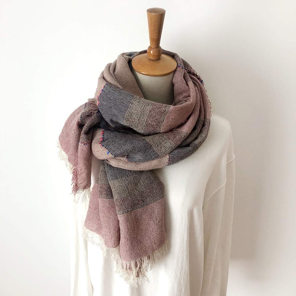 Nuova Sciarpa Invernale Stile Unisex Cotone E Lino Tinta Unita Sciarpe da Donna Lunghe Scialle Scozzese Sciarpa da Uomo (Colore : A)