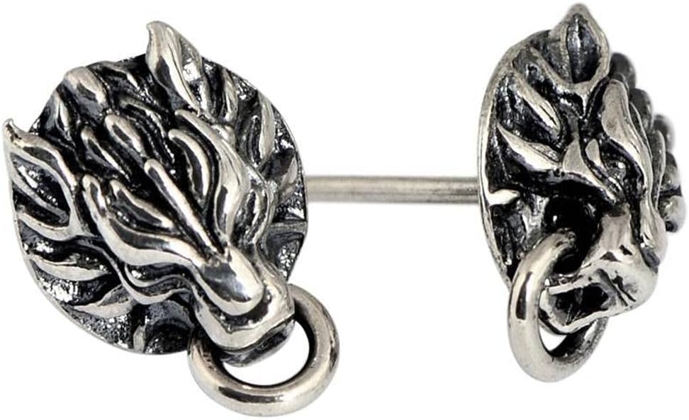 Earrings for Girls, Sterling Earring Retro Thai Wolf Head Male Ear Stud