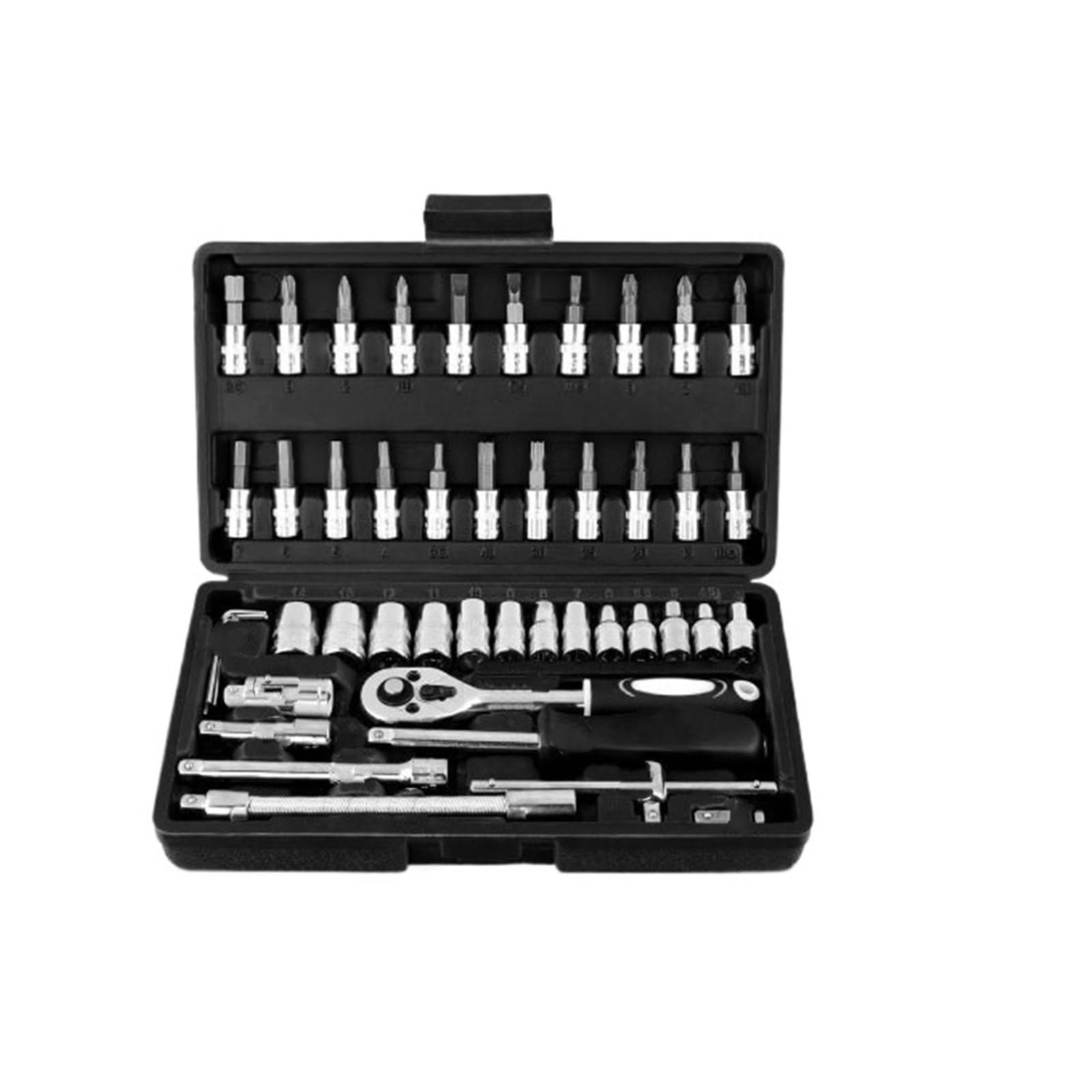 Kauwyehd Dark Red 46Pcs/22Pcs 1/4" & 3/8" Drive Socket Wrench Set, Tool Kit Ratchet Torque Socket Wrench Set(Dark Red)