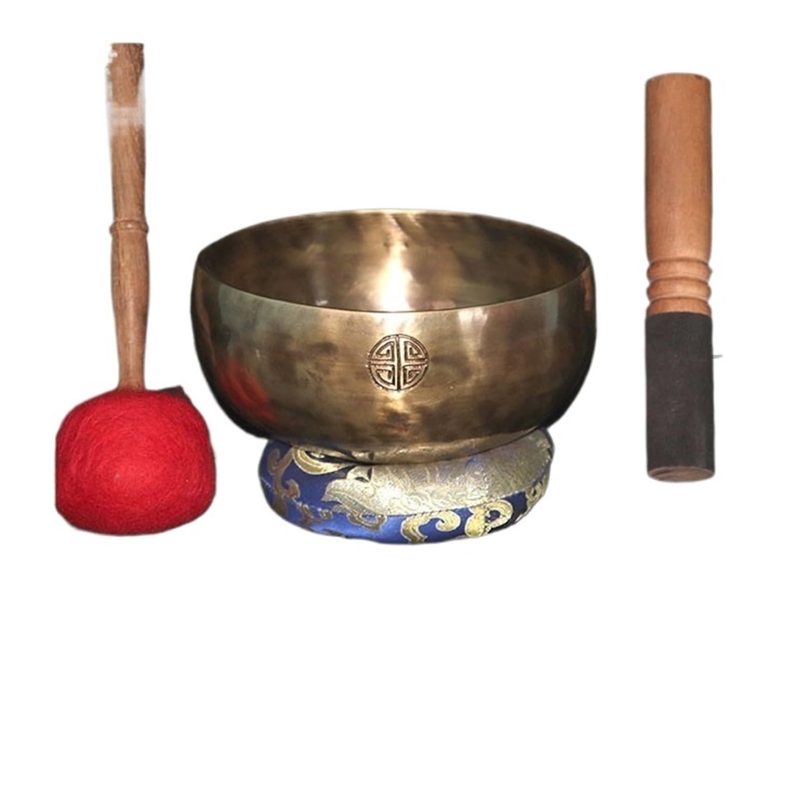 Cuenco para el canto Cuenco tibetano de cobre con forma luna llena, cuencos tibetanos for meditación budista, cuenco original for sanación sonora cojín mazo(Caliber 10-11CM)