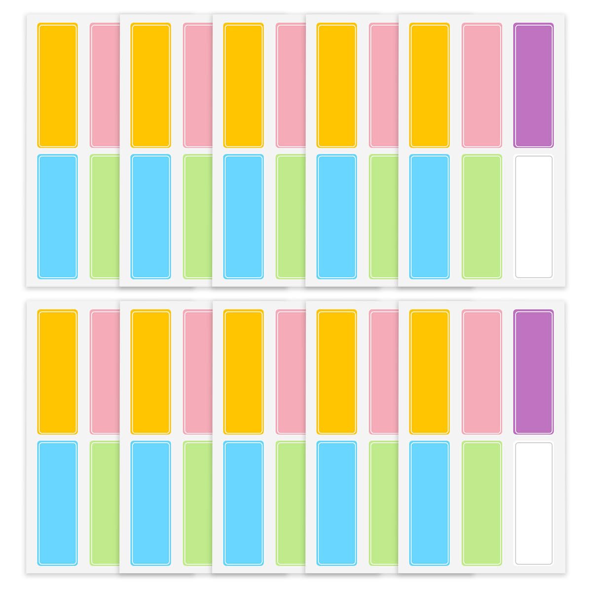 Removable Labels, 6 Colors Self Adhesive Rectangular Stickers Water Oil Tear Resistant with Perforation Line for Food Containers Kitchen Restaurant Storage Organization (10 Sheets, 60PCS,63*22mm)