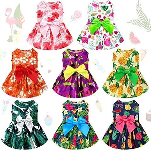 LEIFIDE 8 Pcs Hawaii Dog Dresses Set Cover