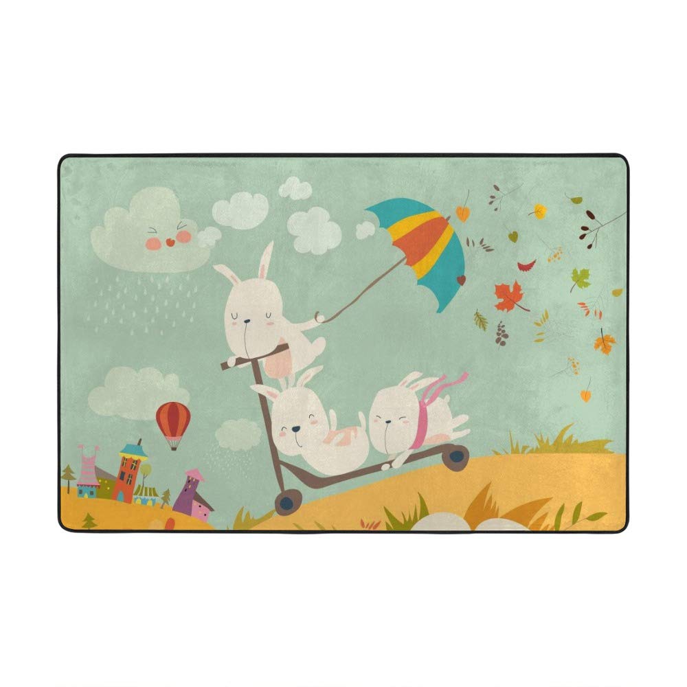Tapis en velours motif lapin RuChen doux et épais de 60x39 pouces