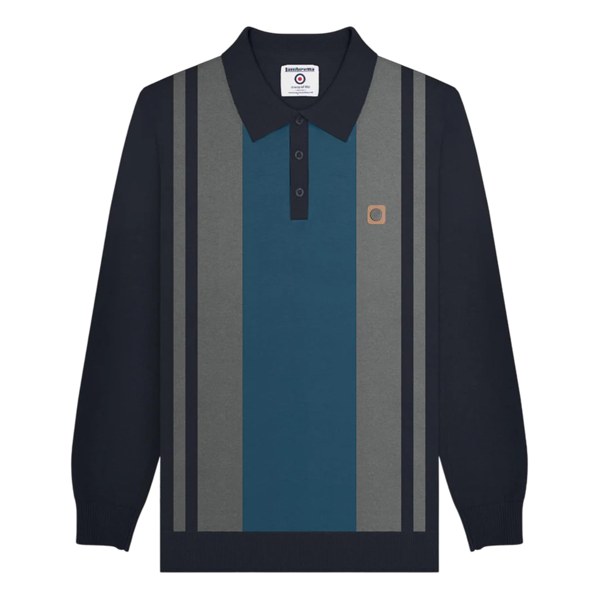 Lambretta Mens Retro Knitted Polo (UK, Alpha, 3XL, Regular, Regular, Navy/Iron)