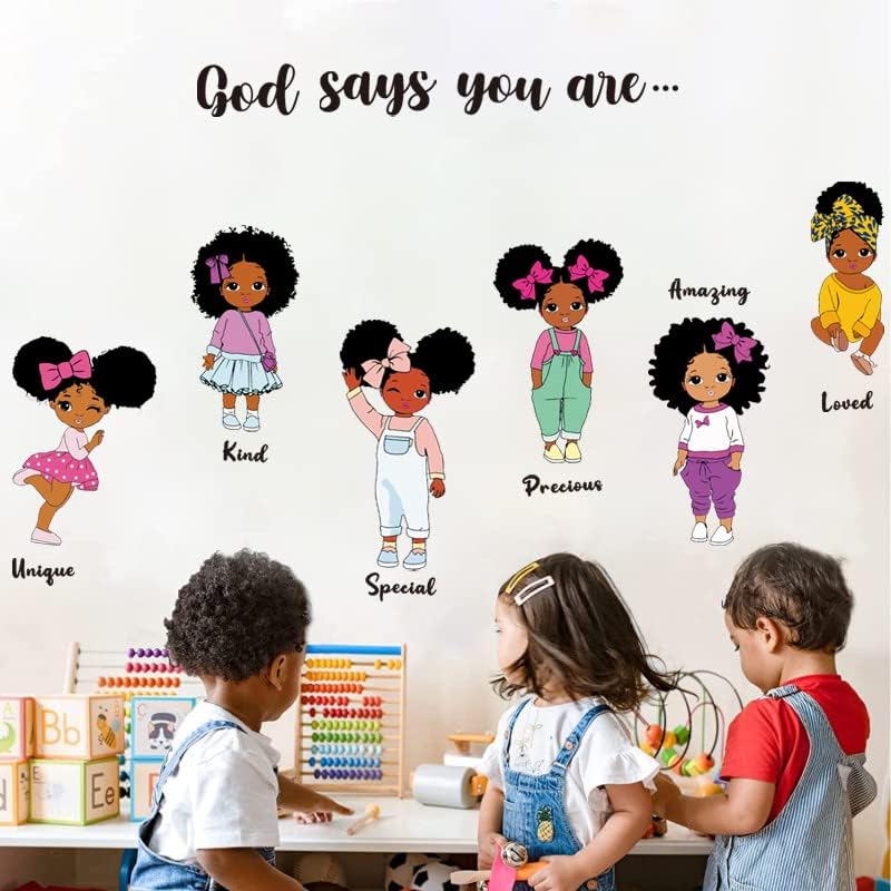 Calcomanías de pared mágicas para dormitorio de niñas, calcomanías de pared inspiradoras, fáciles de instalar arte de pared afroamericano,