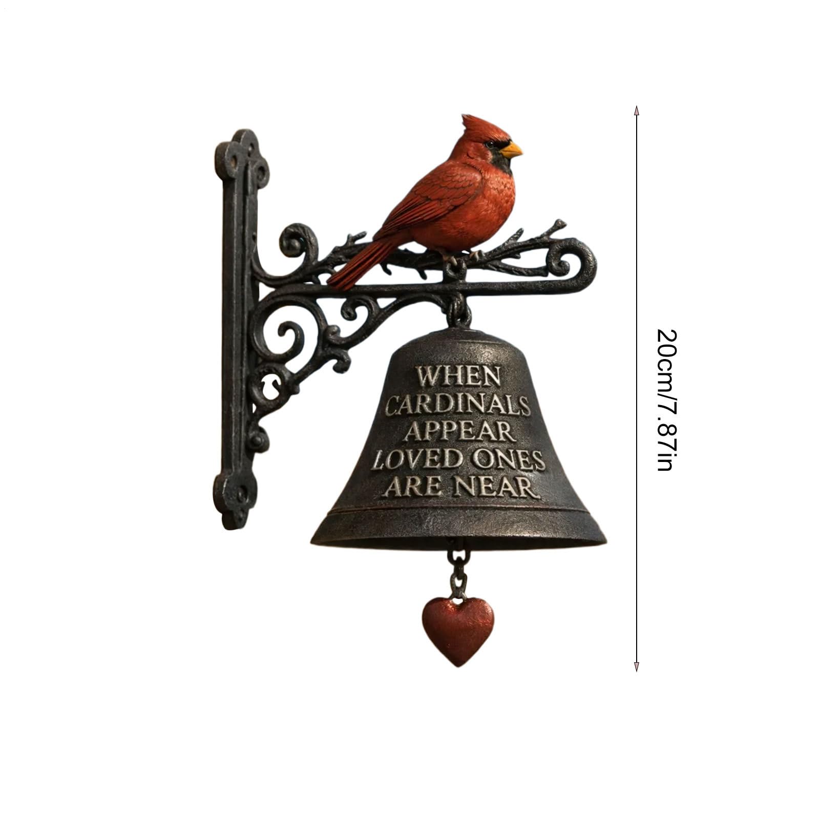Campana Da Giardino Commemorativa Cardinale, Con Simbolo Eterno Di Calore, 20 Cm, Campana Per Uccelli Rossa, Decorazione Del Cortile Della Fattoria, Design Affascinante Della Fattoria, Per Ranch, Fatt