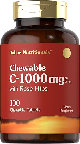 Carlyle Masticables de vitamina C 1000 mg 100 tabletas sabor naranja natural Suplemento vegetariano, sin OMG y sin gluten Tahoe Naturals