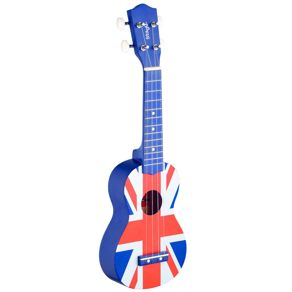 Stagg US-UK Ukulele sopranowe UK flaga z torbą + uchwyt ścienny keepdrum