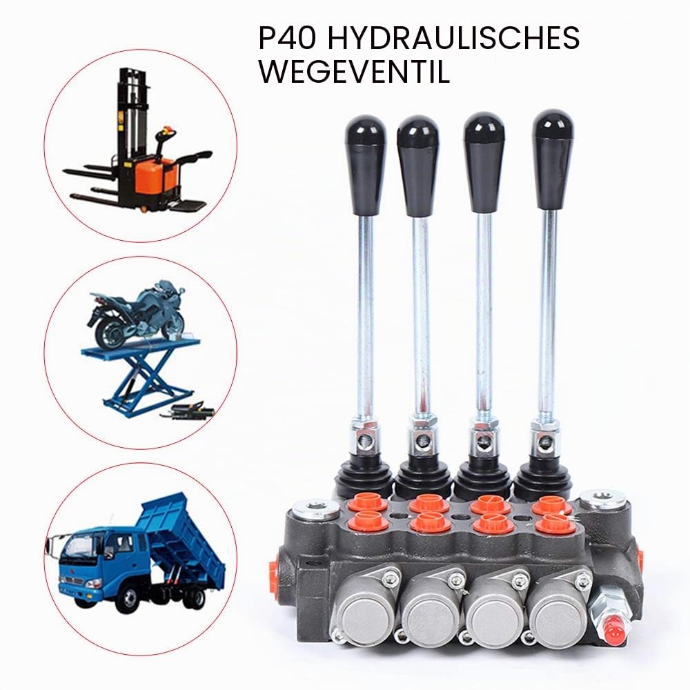 Hydraulik Steuerventil, Hydraulik Handsteuerventil 4 Fach, Hydraulisches Manuell Wegeventil, Hydraulisches Richtungsventil, Einstellbar Hydraulikventil für Traktoren, Laster, Tanks