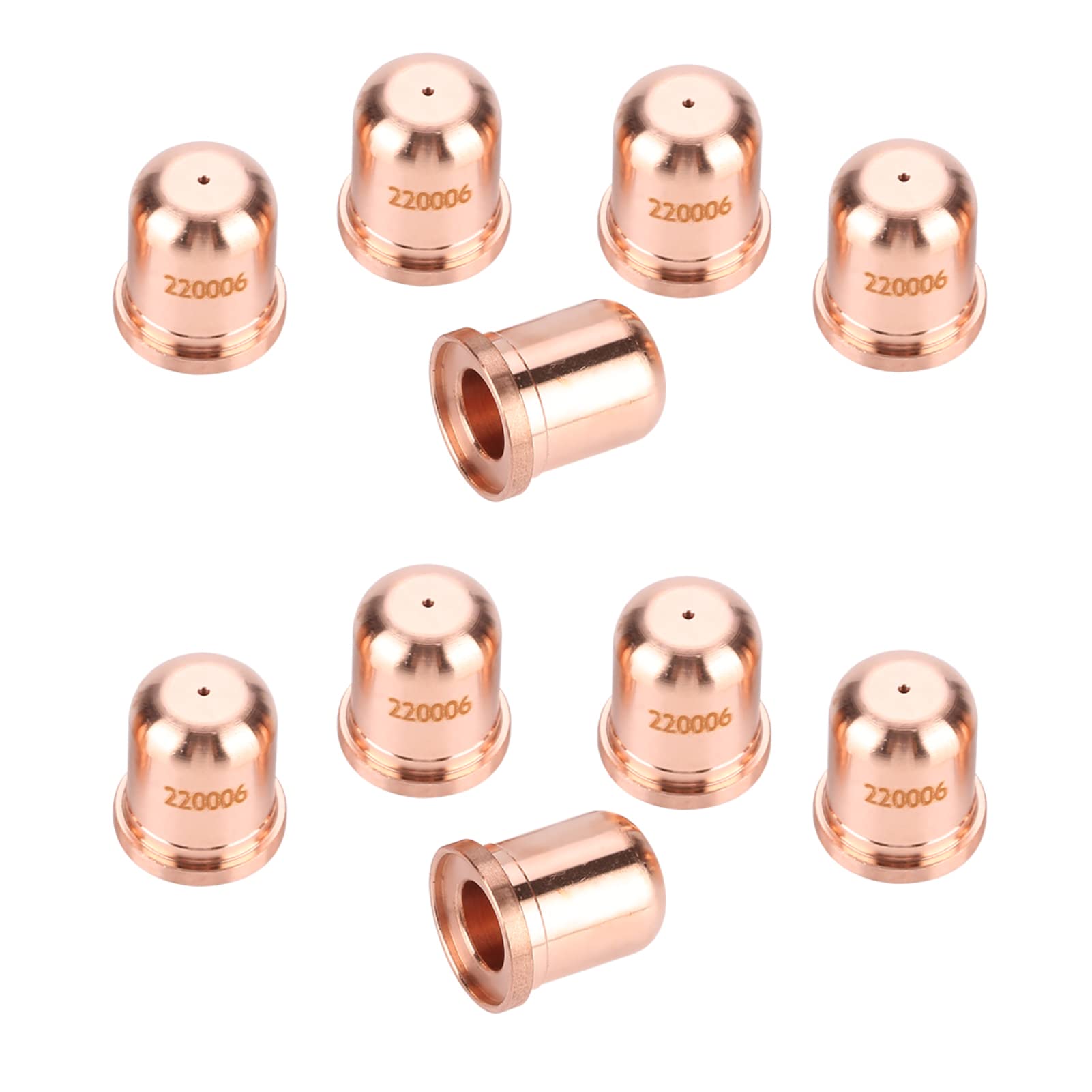 Oumefar 10Pcs Plasma Cutter Tips 220006 MAX1250Tellurium Copper Plasma Nozzles Plasma Torch Tips Consumables for Plasma Cutting Machine