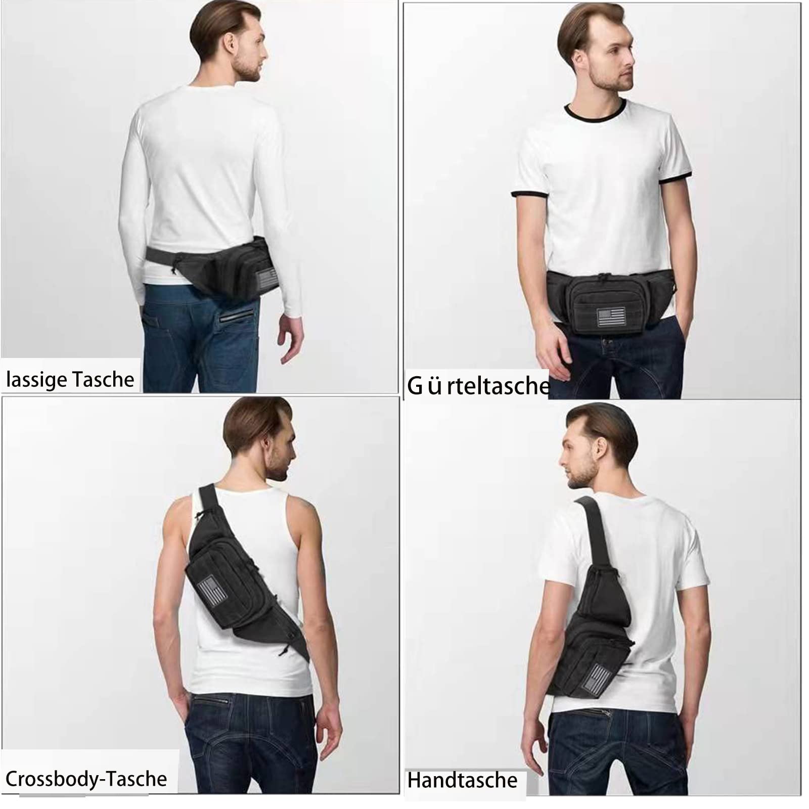 Pakiet taktyczny, wojskowy Fanny Bag Hip Belt Pack, ukryty pistolet Fanny Pack Crossbody Bag dla mężczyzn i kobiet, nadaje się do wędkowania na świeżym powietrzu, jazdy na rowerze, na kemping,