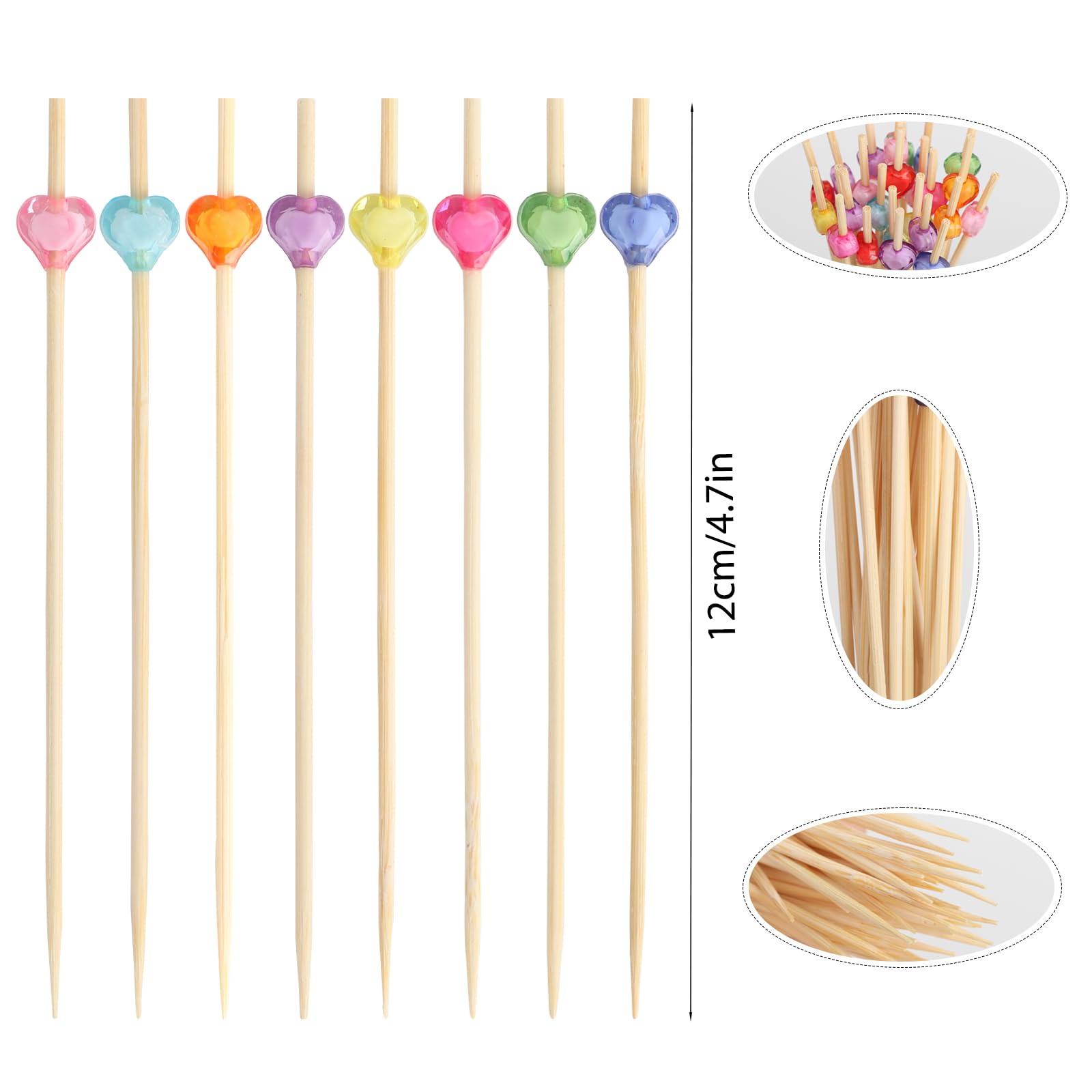 100 Picchetti Da Cocktail In Legno A Forma Di Cuore - Stuzzicadenti Colorati Per Finger Food E Decorazioni