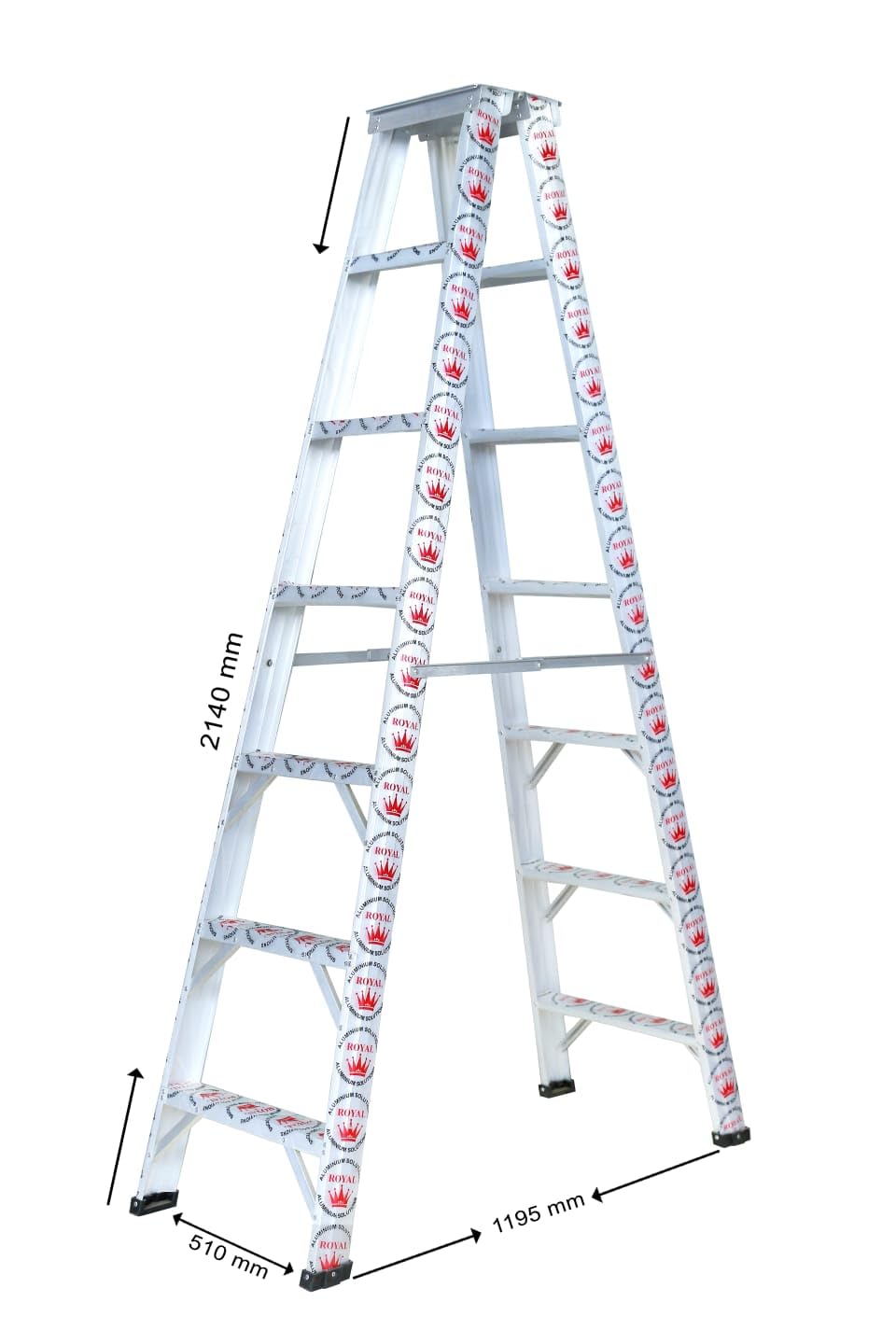 Royal Ladder - Fila | 2 Way Steps Folding Aluminum Ladder (Silver, Heavy) (7 feet)