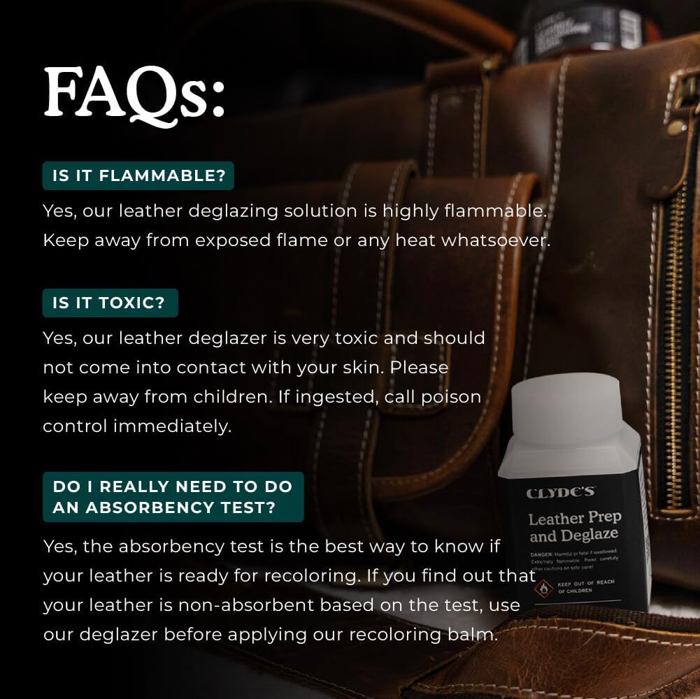 Clyde's™ Leather Preparer and Deglazer | Best for Non Absorbent Leather Surfaces | Remove Factory Finishes from Furniture, Auto Interior, Tack, and Shoes | to Be Used Before Leather Recoloring Balm - Image 8