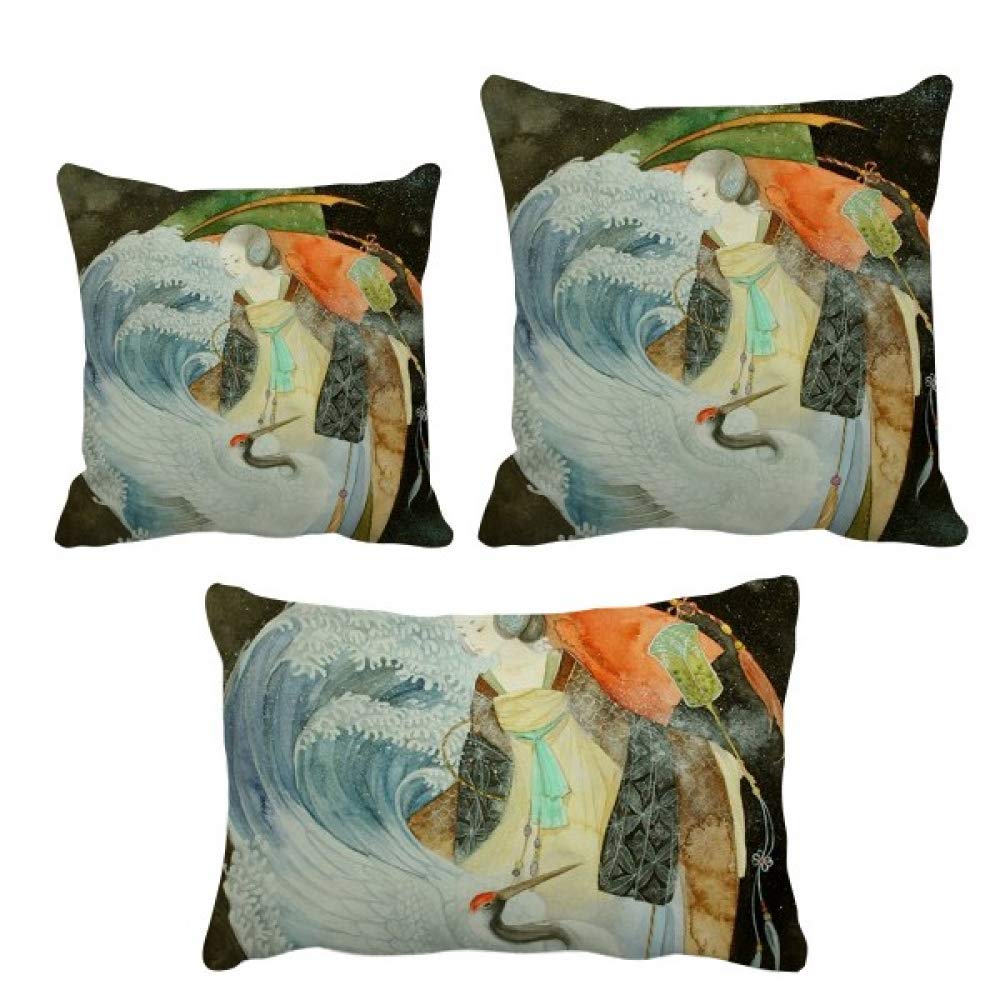 Coussin grue blanche housse décorative pour canapé cocooning