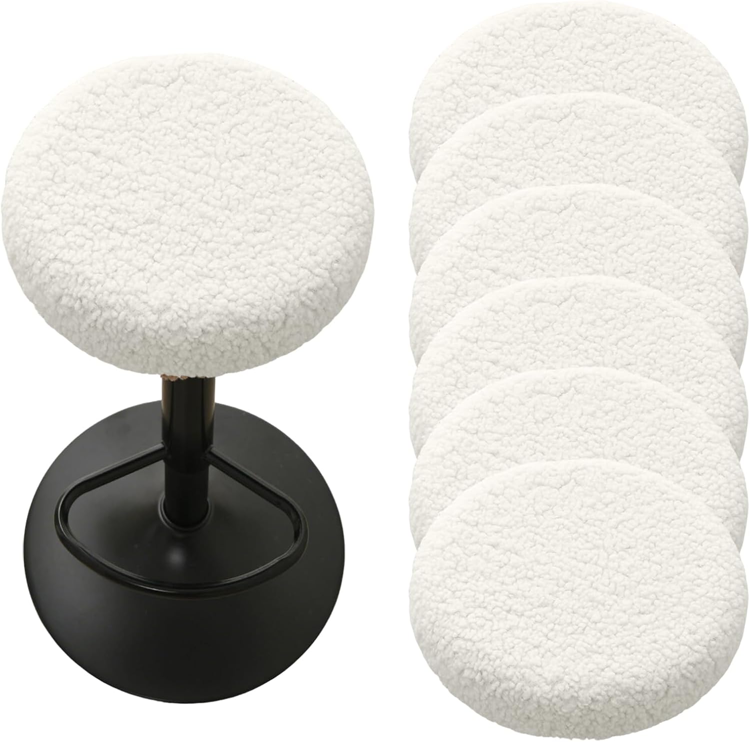 HAOYONG Bar Stool Covers Round, Stool Slipcovers with Elastic Bands Nonslip and Washable Stretchy Circle Chair Covers for 11.8"-14.1" Set of 6 (White)