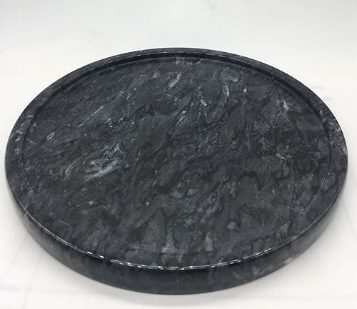 Miniatura 11 de Bandeja de mármol natural, bandeja decorativa circular de piedra de mármol para mostrador, joyas, tocador, bandeja pequeña redonda, 5-1/2 pulgadas