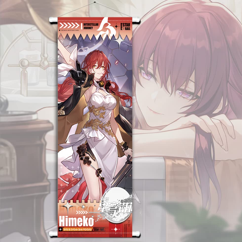 Yuedevil Honkai Star Rail Poster Hook Scroll Poster Honkai Star Rail Game Hanging Wall Art Premium Artistic Canvas for Bedroom Decor