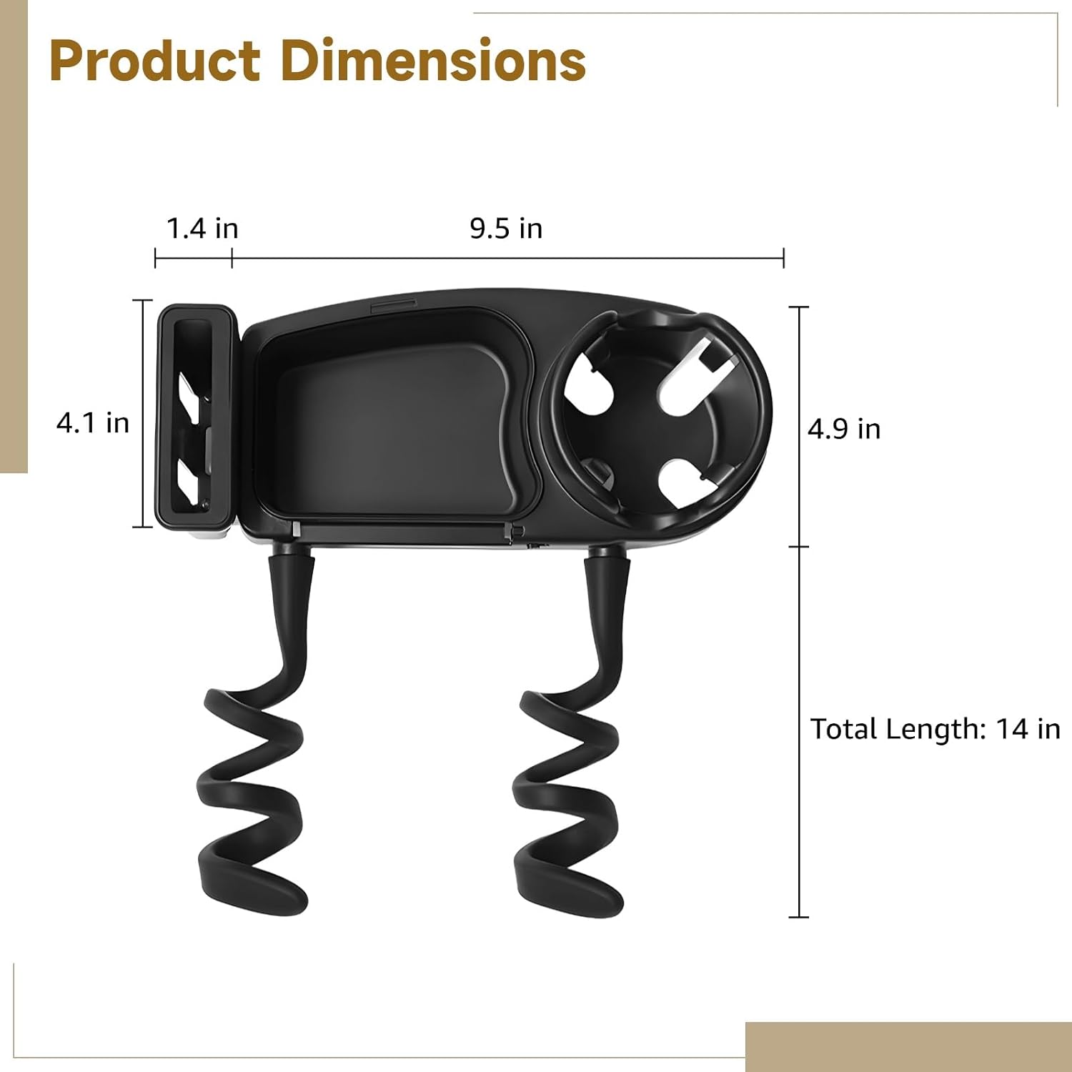3-in-1 Universal Stroller Snack Tray, Cup and Snack Holder with Dust Cover, Sturdy & Flexible Arms, Stroller Travel Accessory for Little One, Detachable, Easy Install & Clean