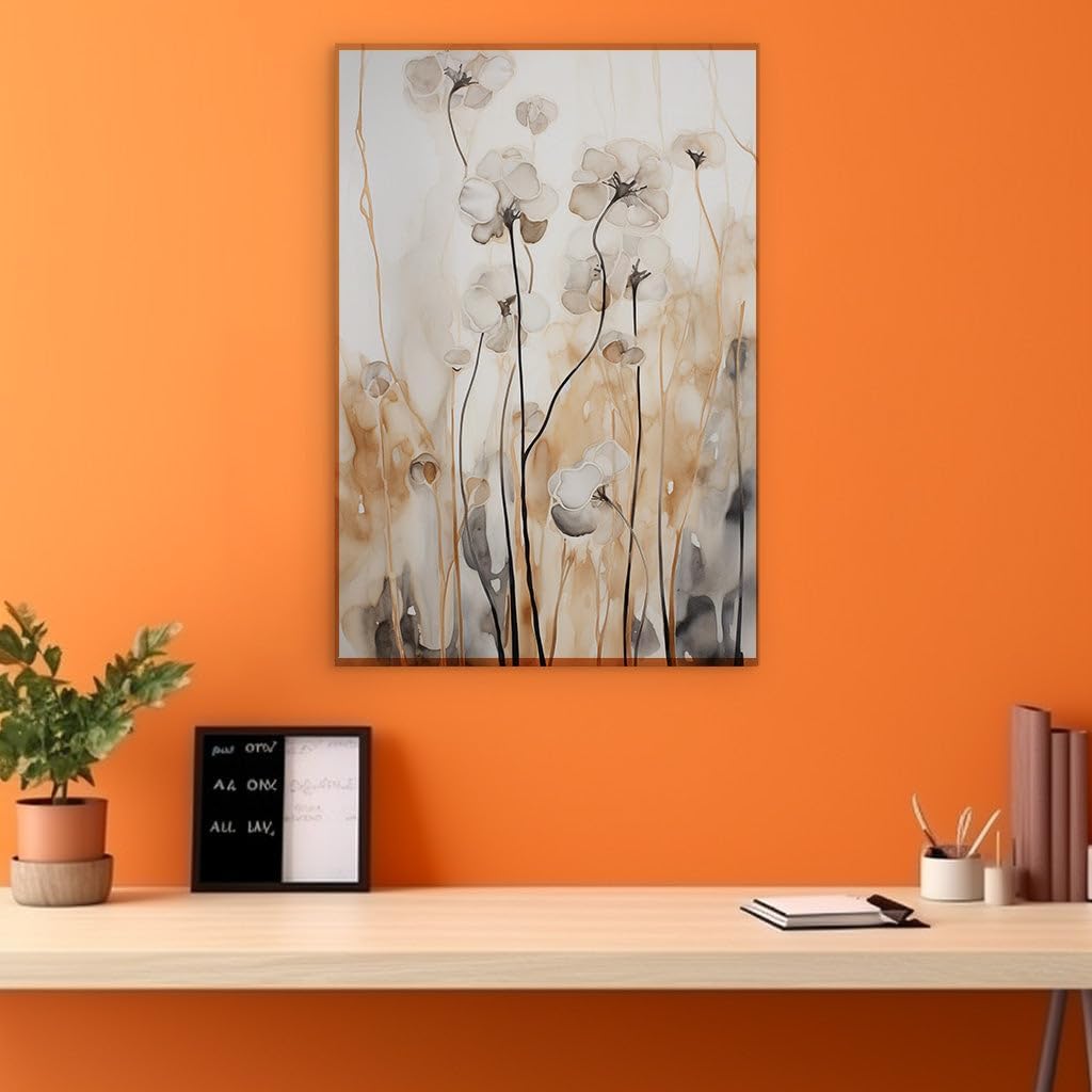 Canvas for Living room. Monochromatic Floral Dreamscapes: Unveiling the Abstract Beauty in Black and White, 27 x 18 inch Canvas Wall Art - Contemporary Masterpieces - Modern Home Decor