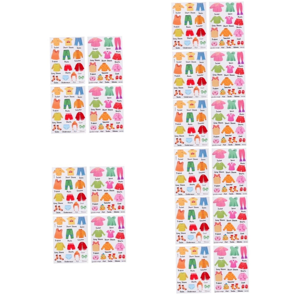 Autocollants de classification pour vêtements enfant - Lot de 10 ensembles