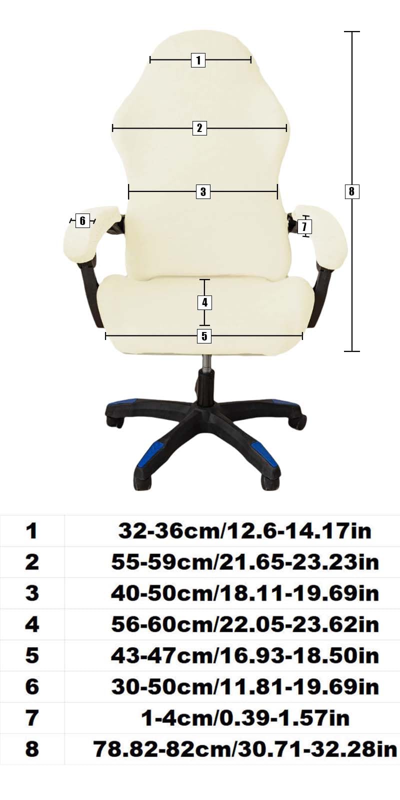 Set 4 Coprisedie Per Gaming E Ufficio In Poliestere – 2 Braccioli, 1 Seduta E 1 Schienale, Beige E Grigio Scuro
