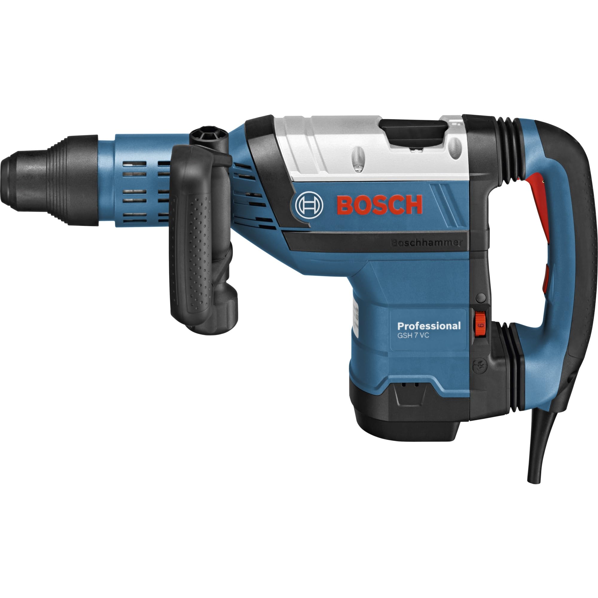 Bosch Professional martillo demoledor GSH 7 VC (incl. empuñadura auxiliar, tubo de grasa, paño para la máquina, 1 cincel puntiagudo, SDS max, RTec Speed, 400 mm, maletín)