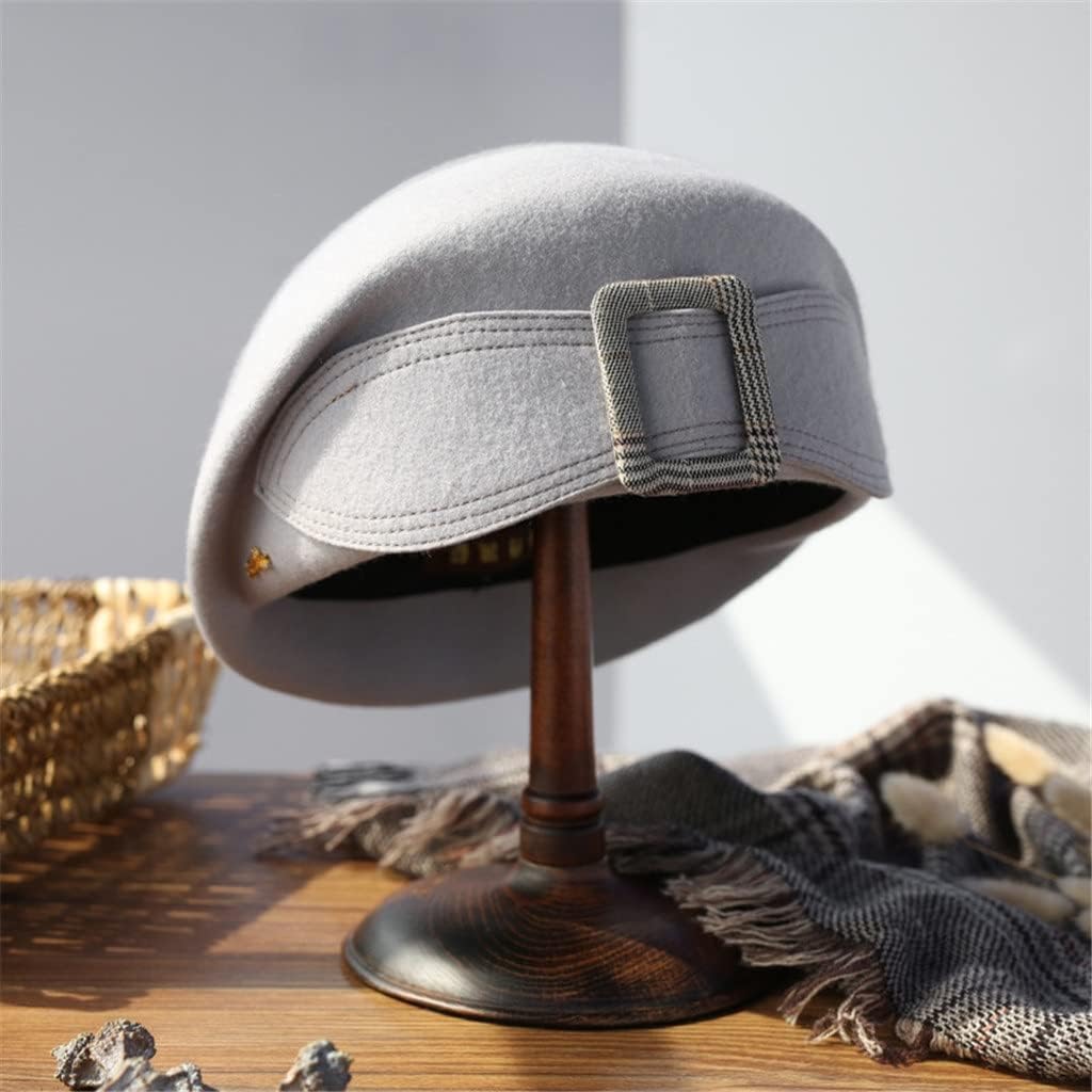 Apparel Autumn and Winter New Dome Wool Beret Stewardess Hat Bow Woolen Top Hat Women