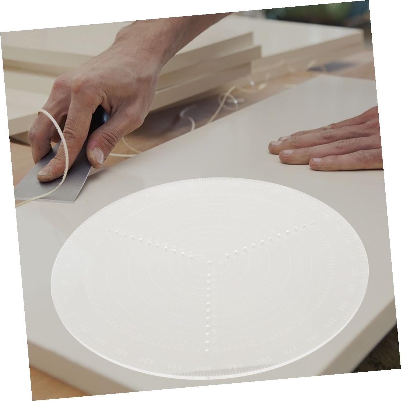Buscador de Centro Redondo de Pvc para Torneado de Madera | Medición Precisa, Diseño Multifuncional, Compacto y Portátil, para Principiantes y Carpinteros en Manualidades Escolares