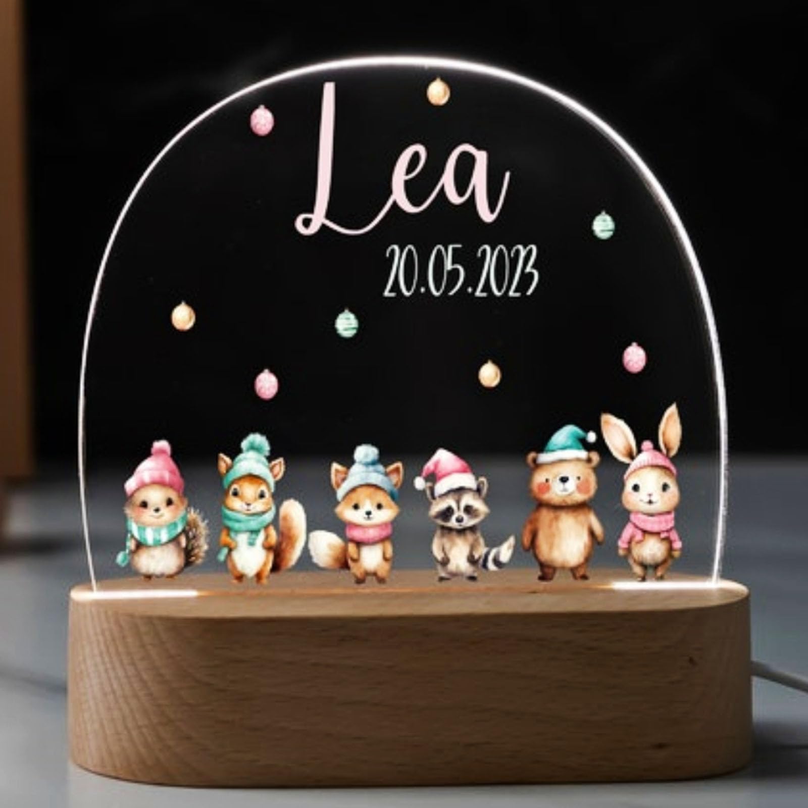 Lámpara para Bebés Personalizada con Nombre, Luz Decorativa de Noche, Regalos para Bautizos, Navidad y Cumpleaños, Regalos Originales Bebe,Lámpara Mesita Noche Recien Nacidos Personalizados con Nombre