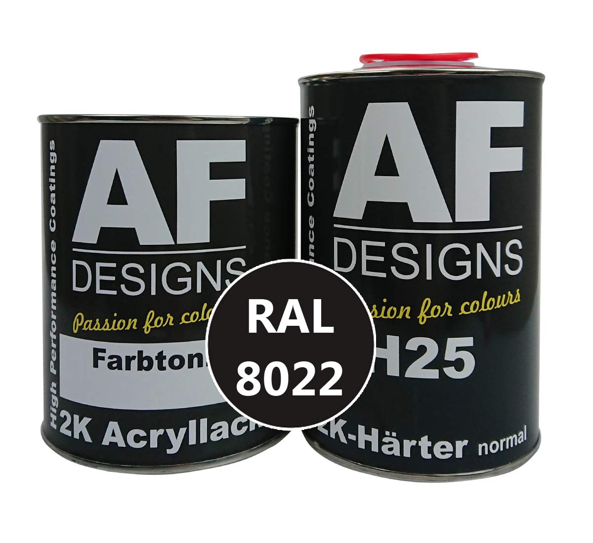 Alex Flittner Designs RAL 8022 - Set di vernice acrilica per auto, 2 K, nero, marrone, 1,5 3, 4,5 e 7 litri