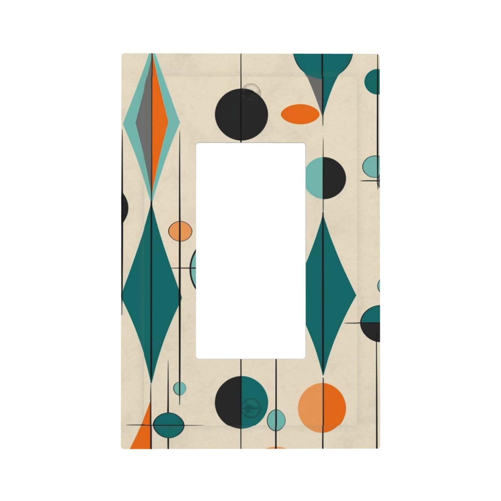 Decorator Wall Plate 1 Gang Light Switch Covers Mid Century Geometric Wallplate Single Toggle Switch Plate Mid Size 5" x 3" Electrical Outlet Covers Decorative Wall Switch Plate Cover Decor