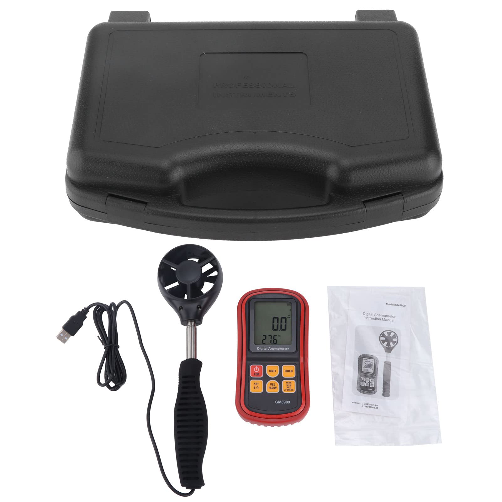 Industrial Anemometer, Collect Measured Data Anemometer LCD Display to Measure Wind Speed for Measuring Direction