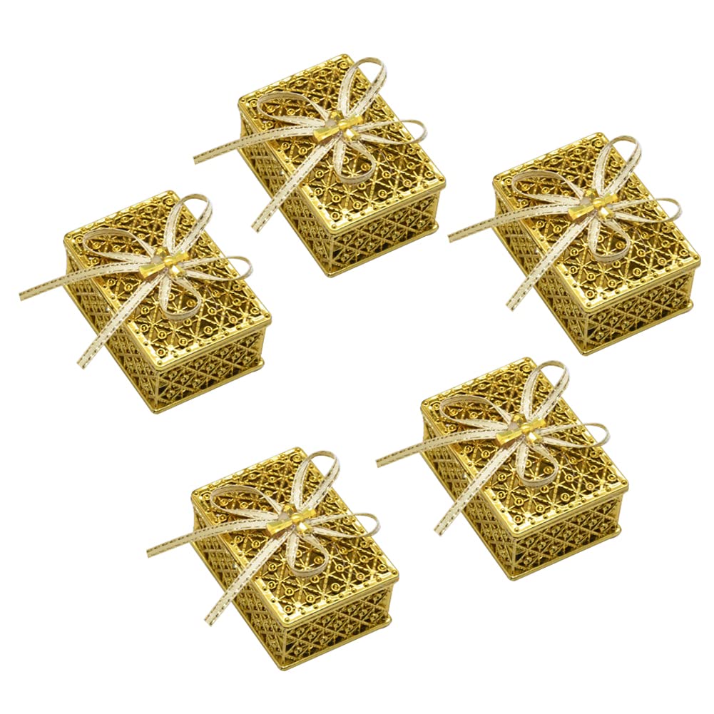 Girls Jewelry Storage Box with Bow Knot Vintage Small Trinket for Rings Earrings Necklace Treasure Chest Organizer 5pcs