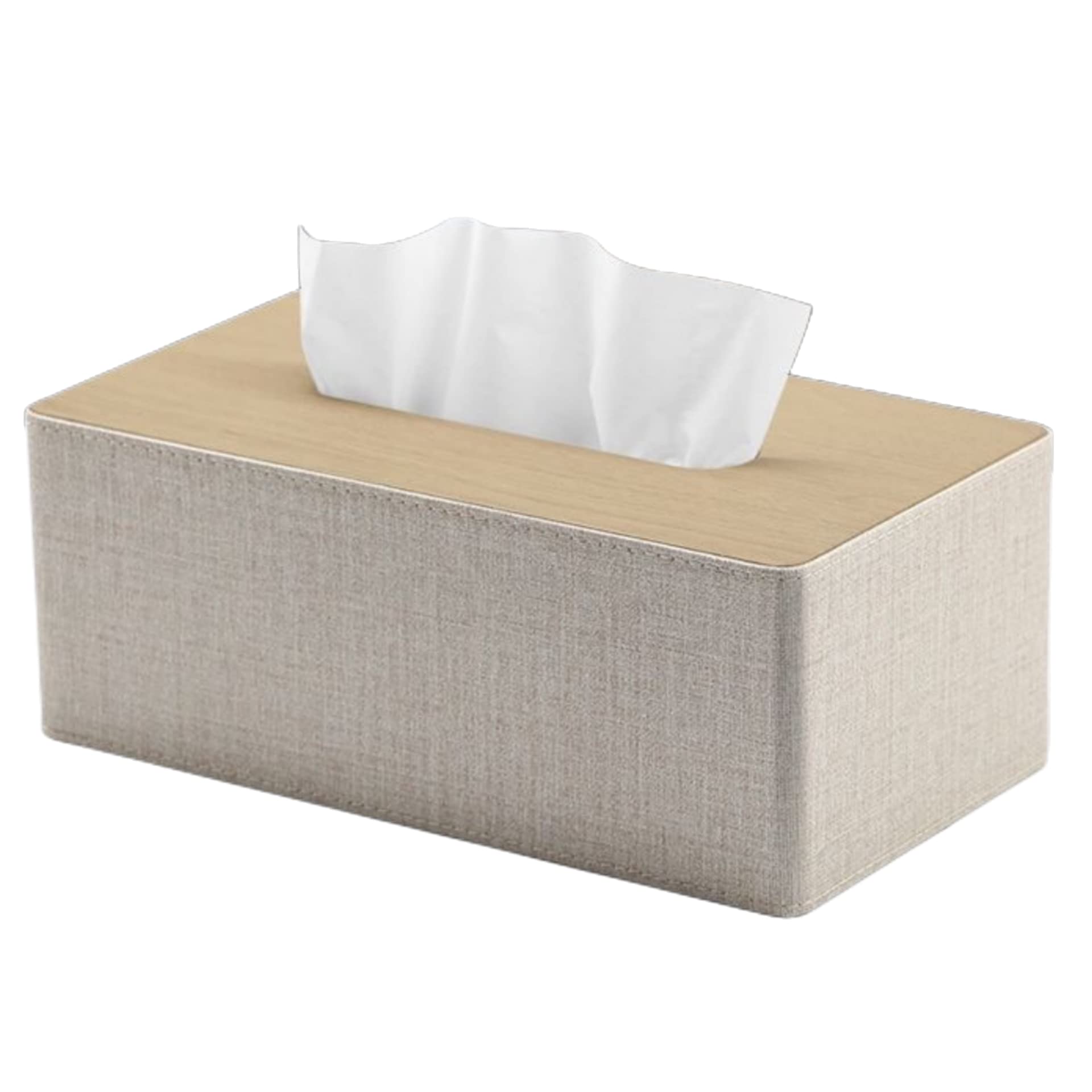 Leather Tissue Box Cover Holder - Luxury Windproof Tissue Dispenser for Home Office, Living Room, Dining Room, Desktop, Coffee Table (Beige)