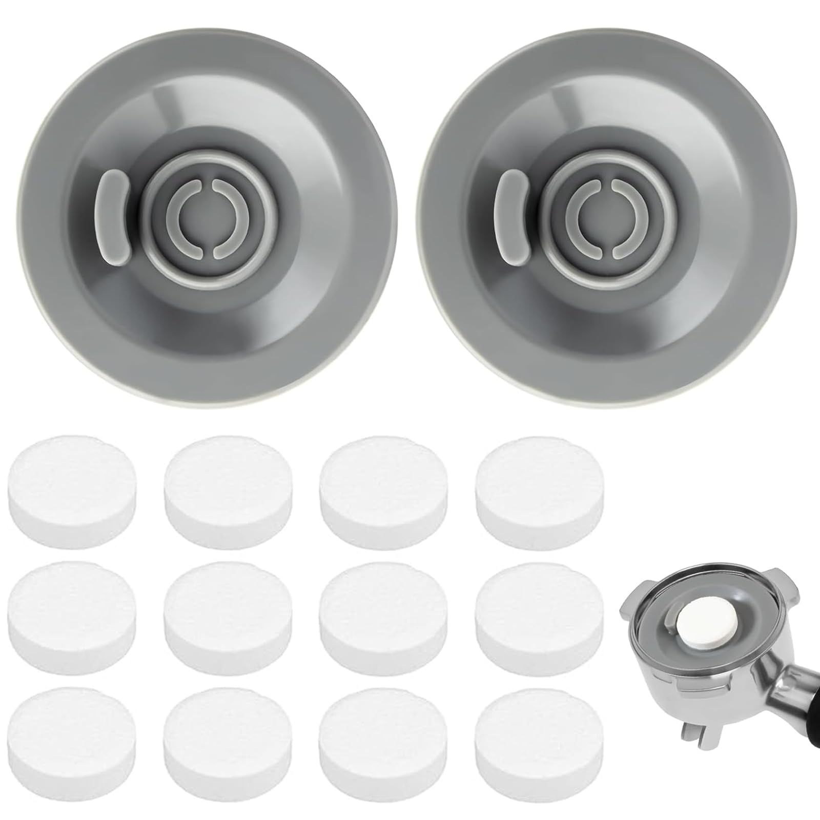 2PCS Espresso Cleaning Disc & 12pcs Cleaning Tablets,Professional Coffee Machine Accessories 54mm Universal Silicone Espresso Backflush Disc Tablets Compatible with Ninja Luxe Coffee Machine
