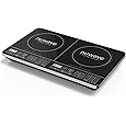 Nuwave Double Induction Cooktop, Powerful 1800W, 2 Large 8” Heating Coils, Independent Controls, 94 Temp Settings from 100°F to 575°F in 5°F Increments, 2 x 11.5” Shatter-Proof Ceramic Glass Surface