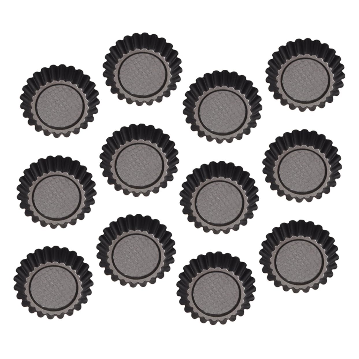 Molde para Hornear Tartaletas de Huevo 12 Piezas Acero al Carbono Negro | Diseño Resistente a Rayaduras, Mantiene la Forma al Desmoldar, Adecuado para Tartaletas DIY y Postres al Horno