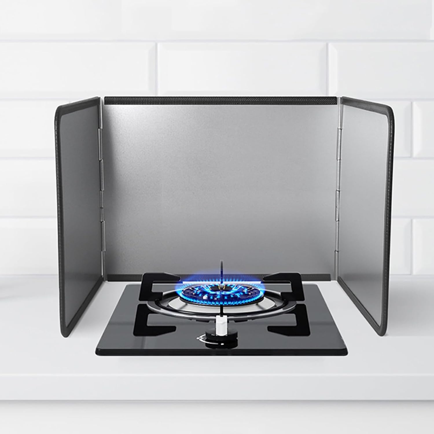 3 Sided Cooking Splash Guards, Folding Stainless Steel Splatter Guard, Stainless Steel Backsplash For Stove, Anti Splatter Shield, Oil Splash Guard, Frying Pan Splatter Guard, For Kitchen (Color : Si