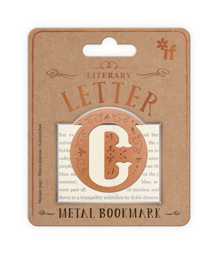 Literary Letters Metal Bookmark - Letter C, Antique brass - Image 2