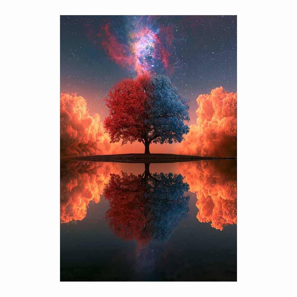 HOQIU Canvas Wall Art Whitese Twisted Glow Tree tree poster, landscape wall art, for Living Room Bedroom Bathroom.(Multicolor)-80x120cm Unframed