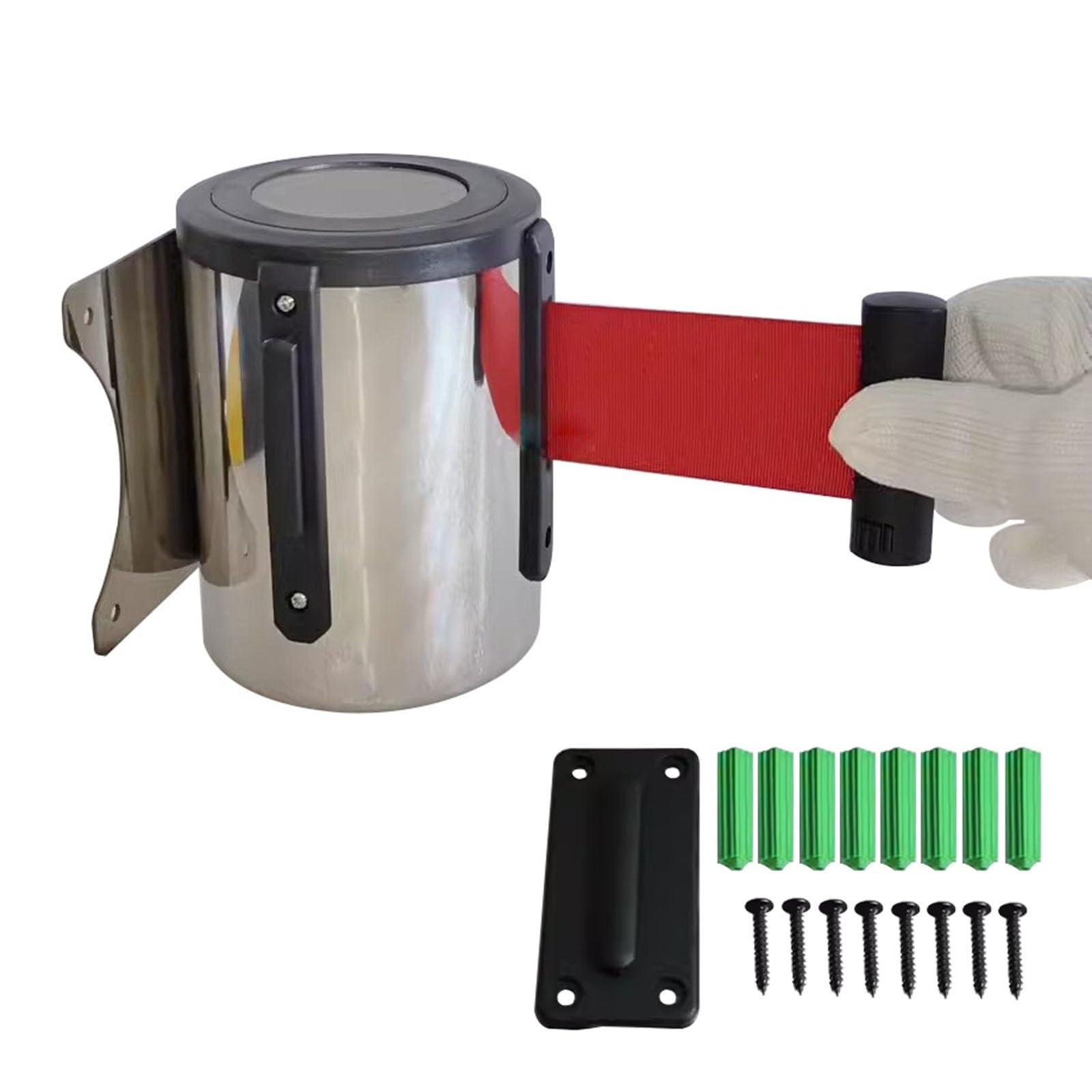 WallMaster 400 Wall Mount Retractable 13ft Belt Barrier Red, QueueSolutions WM400R-RW130 - View #3