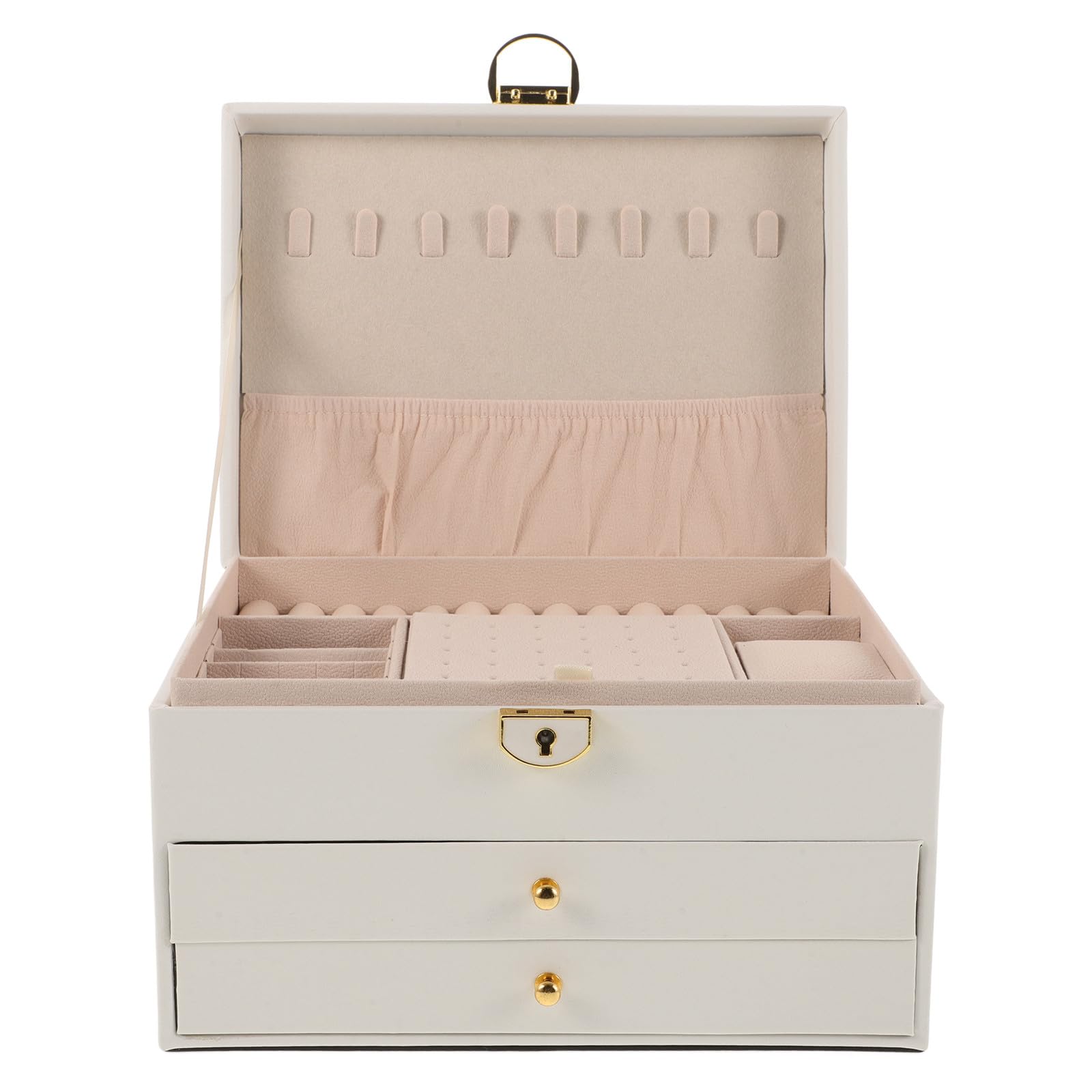 Organisateur de bijoux à serrure : l'écrin blanc 3 niveaux pour sublimer vos colliers et montres
