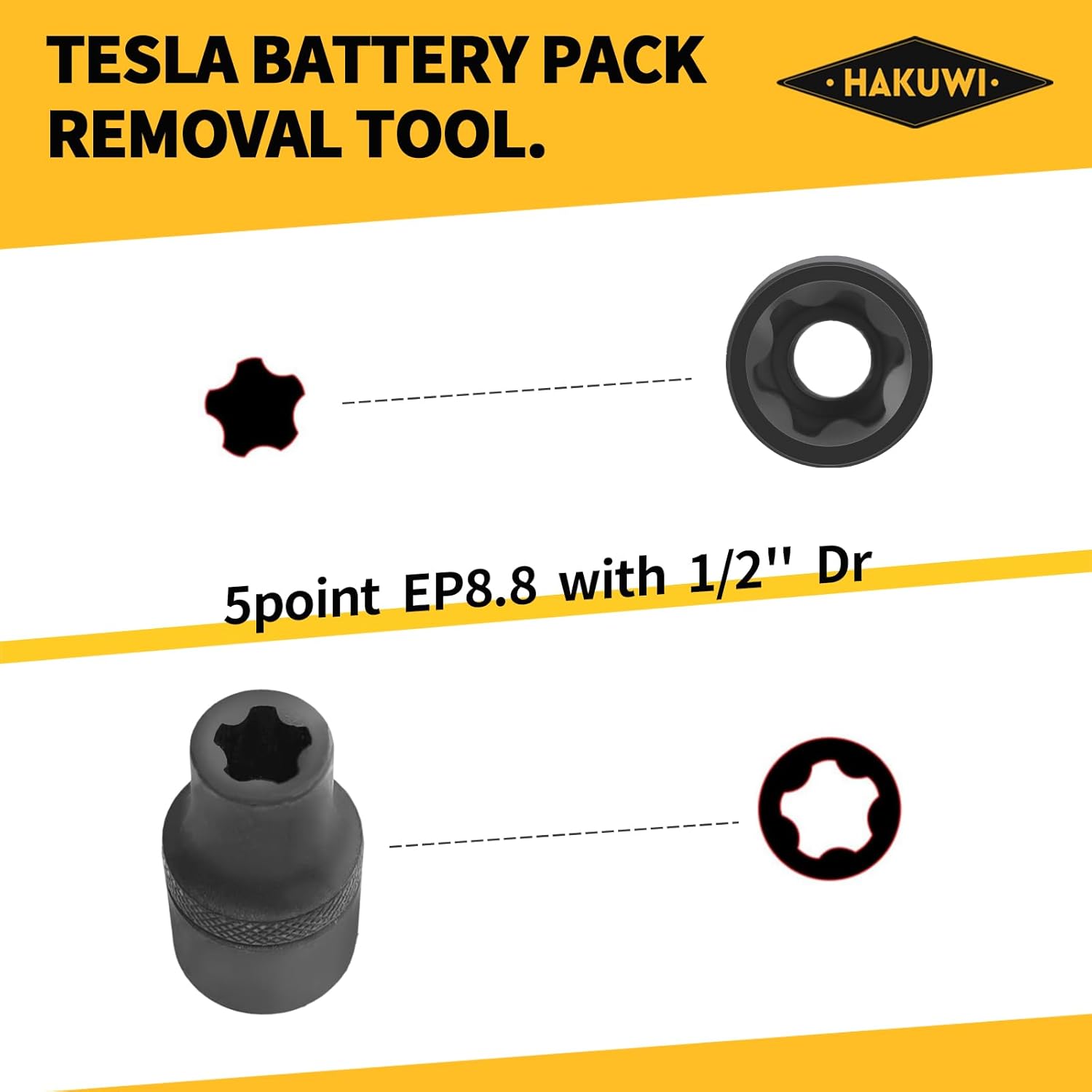 19-Piece External Torx Plus Socket Set, Ultimate Star Socket Set, 6 Point EP Socket 1/2'' 3/8'' 1/4'' Dr EP4-EP32,5 Point EP Socket 1/2'' EP8.8 Dr E-Torx Plus set, Compatible with Tesla