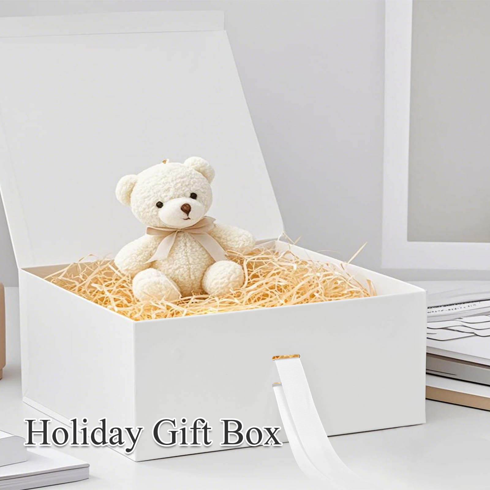 Eeaivnm Magnetische Geschenkbox mit Band, 29 x 22,1 x 10,4 cm, Premium-Karton-Geschenkverpackung für Schmuck, Kosmetik und kleine Geschenke, Hochzeiten, Brautpartys, Abschlussfeiern, Geburtstage und