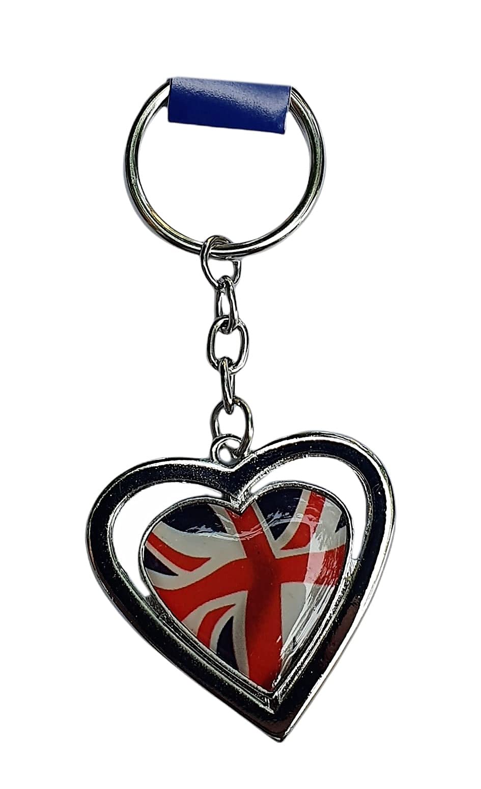 Thomas Benacci Multi Union Jack Heart Keychain - Metal And Enamel / Red White And Blue / British Flag Keyring Souvenir From London England Uk, One Size