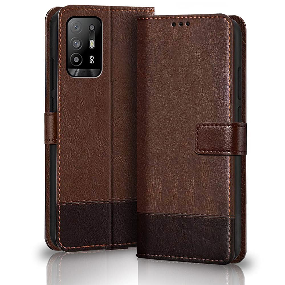 TheGiftKart Flip Back Cover Case for Oppo F19 Pro Plus 5G | Dual-Color Leather Finish | Inbuilt Stand & Pockets | Wallet Style Flip Back Case Cover for Oppo F19 Pro Plus 5G (Brown & Coffee) (B09RFJ5G1K) Amazon Price History, Amazon Price Tracker