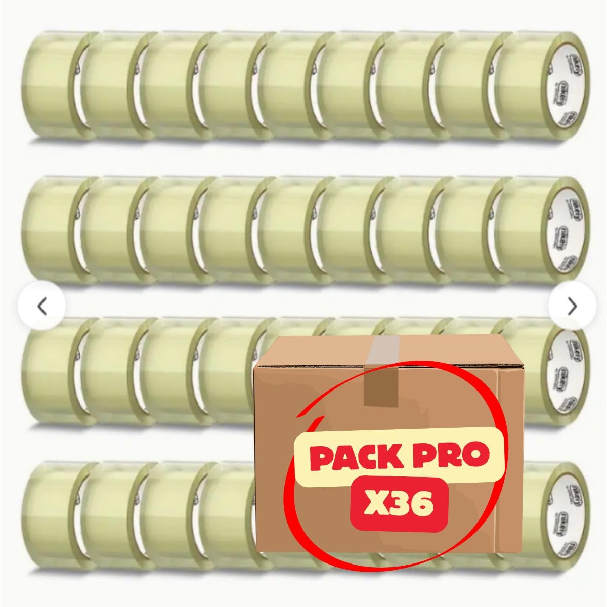 Générique Set di 36 rotoli adesivi per imballaggio professionale – colla forte 50 m x 48 mm – nastro ad alta resistenza per cartoncini, traslochi, stoccaggio, marrone o trasparente (trasparente)
